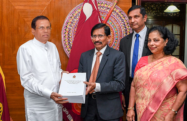 Presidential Commission on fraud & corruption hands over final report to Sri Lanka President Maithripala Sirisena