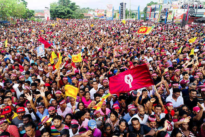 People at SLPP political rally in Sri Lanka