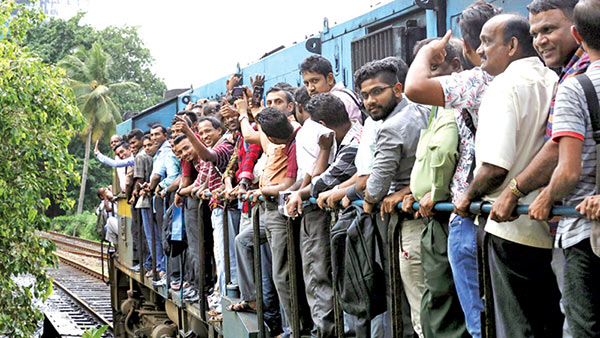 Train commuters in Sri Lanka