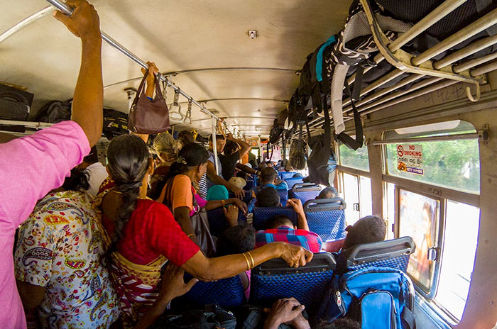 Inside view of a bus in Sri Lanka