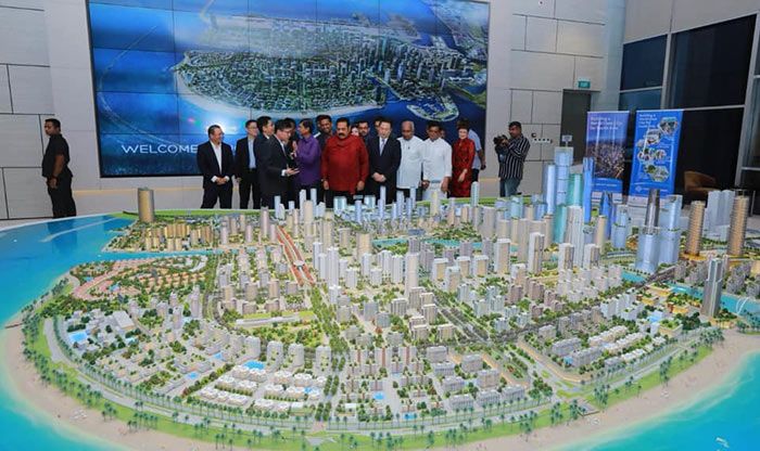 The Colombo Port City project was opened for investors by Prime Minister Mahinda Rajapaksa