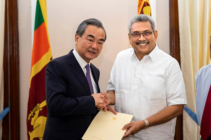 China Foreign Minister Wang Yi with Sri Lanka President Gotabaya Rajapaksa