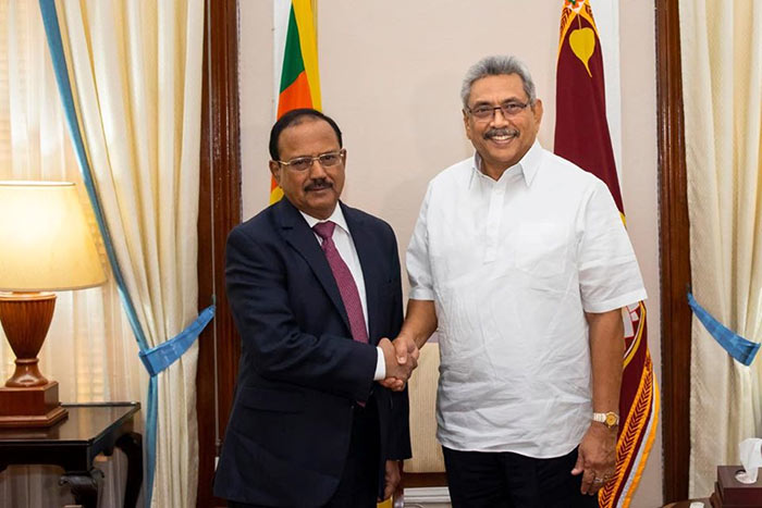 India's National Security advisor Ajit Doval with Sri Lanka President Gotabaya Rajapaksa