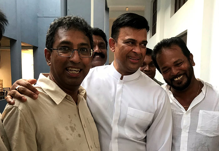 Ranjan Ramanayake with Harsha De Silva and Palitha Thewarapperuma