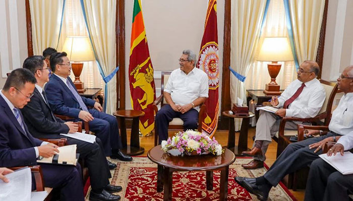 Chinese Ambassador Cheng Xueyuan with Sri Lanka President Gotabaya Rajapaksa
