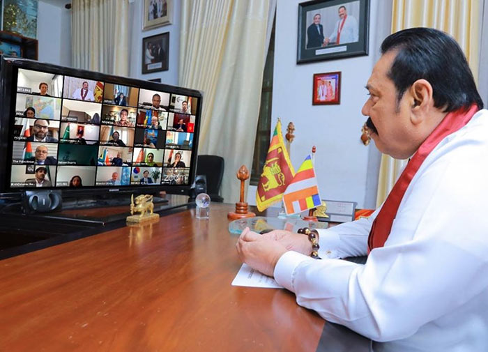 Mahinda Rajapaksa in an online discussion