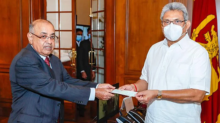 Sri Lanka President Gotabaya Rajapaksa with secretary PB Jayasundera