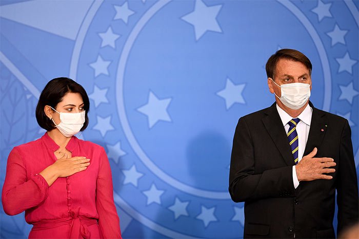 Brazilian President Jair Bolsonaro and the first lady Michelle Bolsonaro