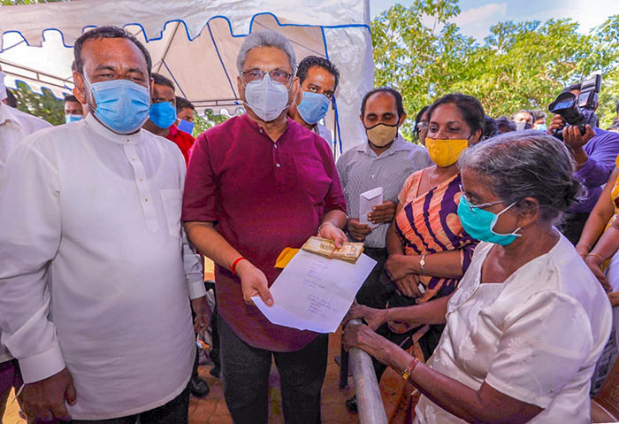 Sri Lanka President Gotabaya Rajapaksa with old retired female teacher in Puttalam