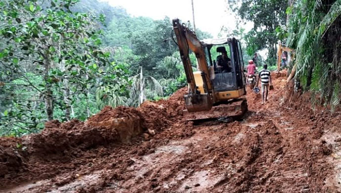 illegal road construction in Sinharaja rainforest Sri Lanka