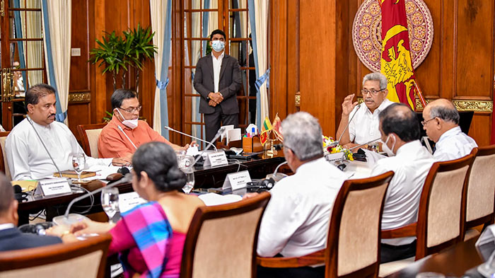 Sri Lanka President Gotabaya Rajapaksa at a meeting