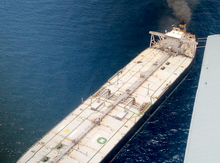 The New Diamond crude carrier of Indian Oil Corporation is on fire