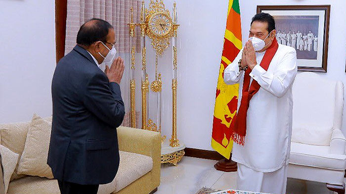 India’s National Security Advisor Ajit Doval and Sri Lanka Prime Minister Mahinda Rajapaksa