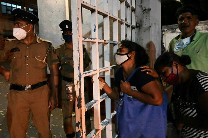 Family members of inmates at Mahara Prison in Sri Lanka