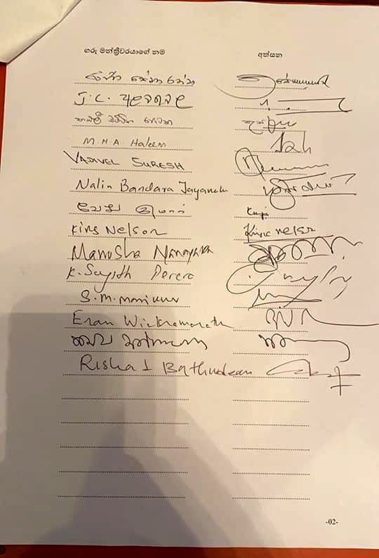 Fifteen MPs handover a letter to Sri Lanka Speaker Mahinda Yapa Abeywardene requesting safeguard right of expression