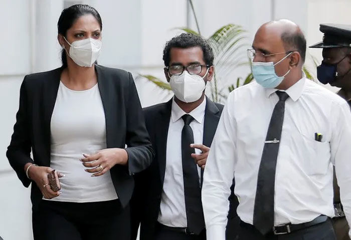 Caroline Jurie leaves the police station in Colombo Sri Lanka