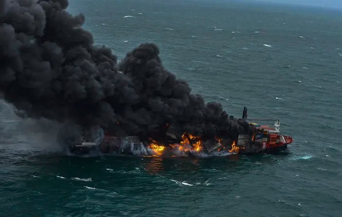 MV X-Press Pearl ship on fire