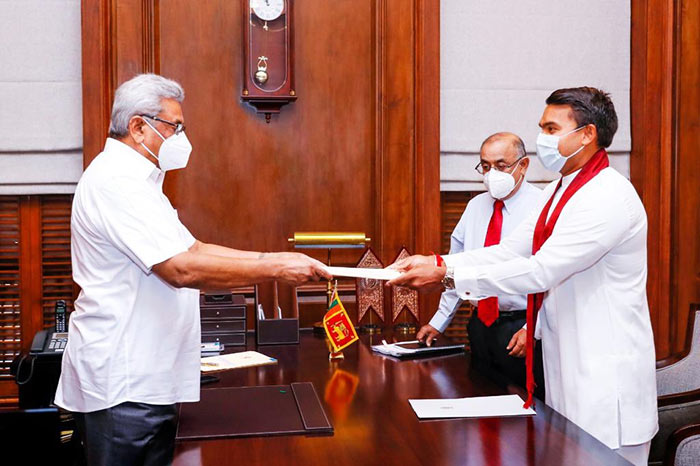 Namal Rajapaksa takes oath in new State Ministry