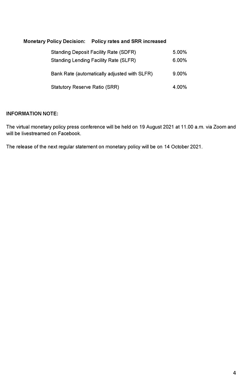 Sri Lanka's Central Bank tightens its monetary policy stance