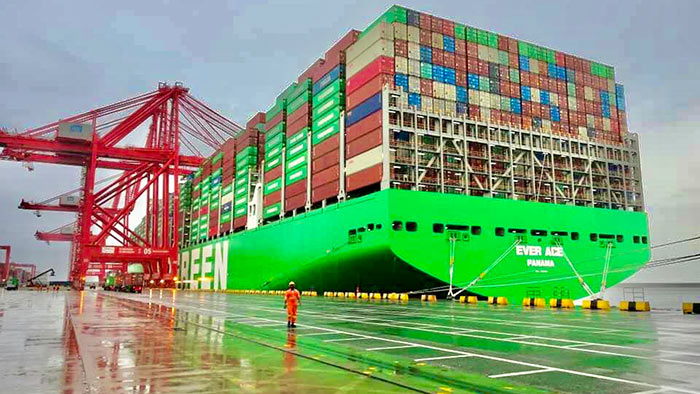 World’s largest container ship ’Ever Ace’ arrives at Colombo Port in Sri Lanka