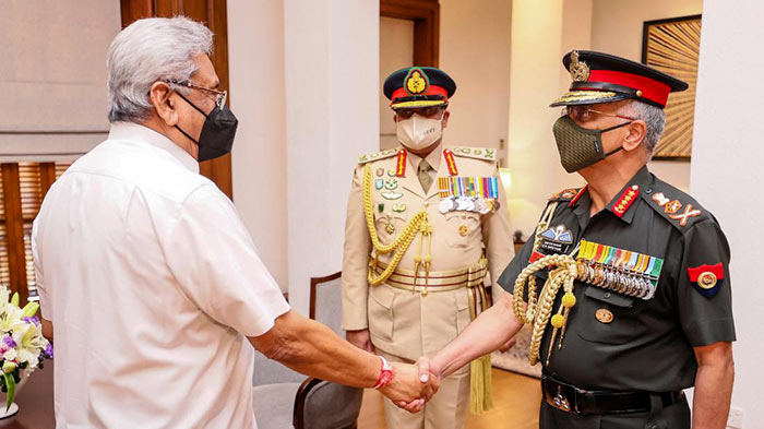 Sri Lanka President Gotabaya Rajapaksa with The Chief of the Army Staff of the Indian Army (COAS) General Manoj Mukund Naravane