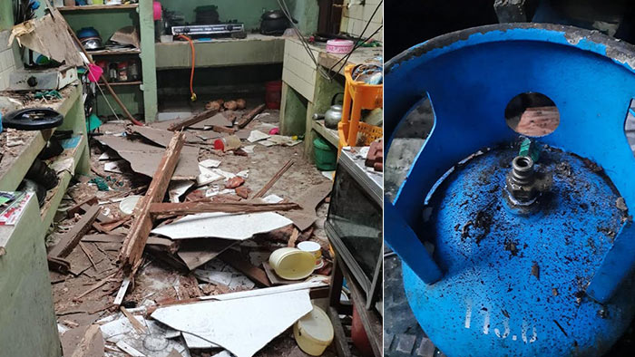 Domestic gas cylinder explodes at house in Pannipitiya, Kottawa - Sri Lanka