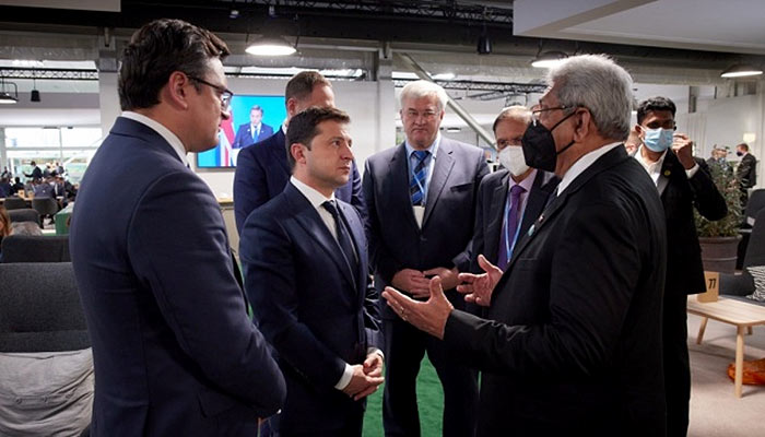 Ukrainian President Volodymyr Zelensky and Sri Lanka President Gotabaya Rajapaksa