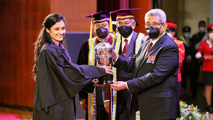 Sri Lanka President Gotabaya Rajapaksa at the General Convocation of the Sir John Kotelawala Defence University held at the BMICH