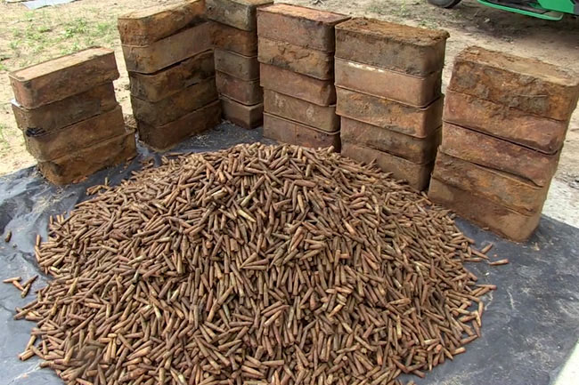 The Police Special Task Force (STF) has recovered a huge cache of ammunition from Ramya Road in Kilinochchi Sri Lanka