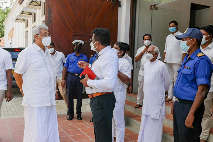 Sri Lanka President Gotabaya Rajapaksa inspects renovations of Ehelepola Walauwa in Kandy Sri Lanka