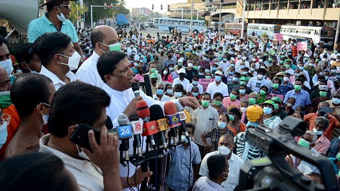 Wajira Abeywardena is in a protest