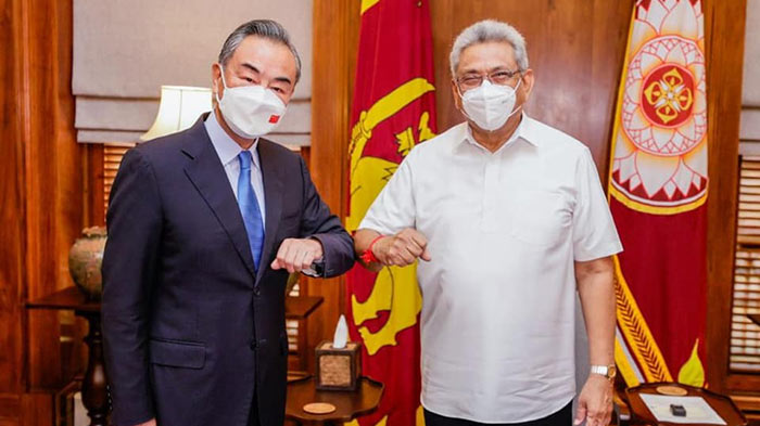 China Foreign Minister Wang Yi with Sri Lanka President Gotabaya Rajapaksa