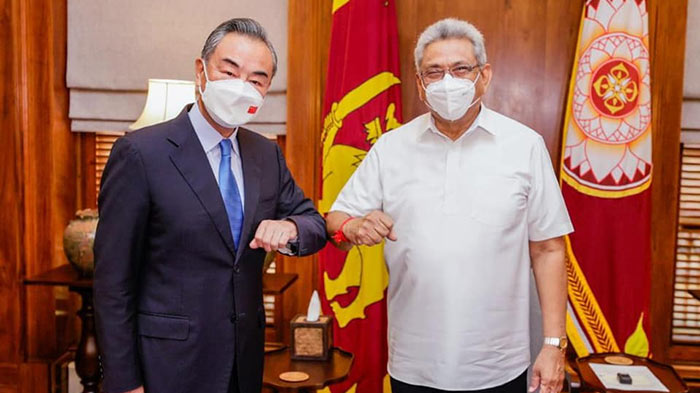 China Foreign Minister Wang Yi with Sri Lanka President Gotabaya Rajapaksa