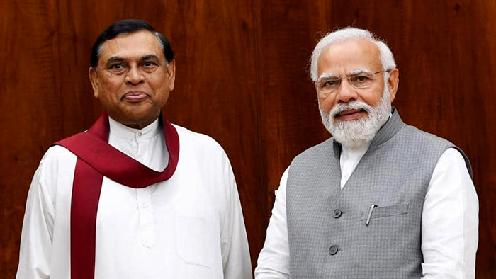 Sri Lanka's Finance Minister Basil Rajapaksa meets Indian Prime Minister Narendra Modi