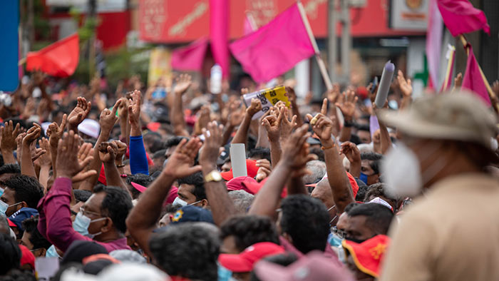 A Massive protest by the Jathika Jana Balawegaya in Nugegoda Sri Lanka