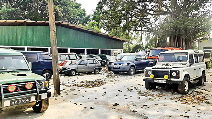 State owned vehicles in a yard in Sri Lanka