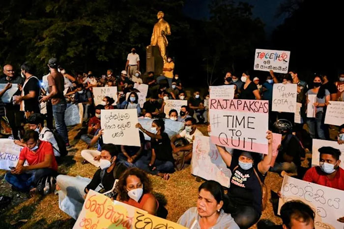 Protestors in Colombo Sri Lanka