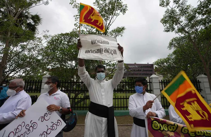 Sri Lankan Catholic priests protest in Colombo, Sri Lanka