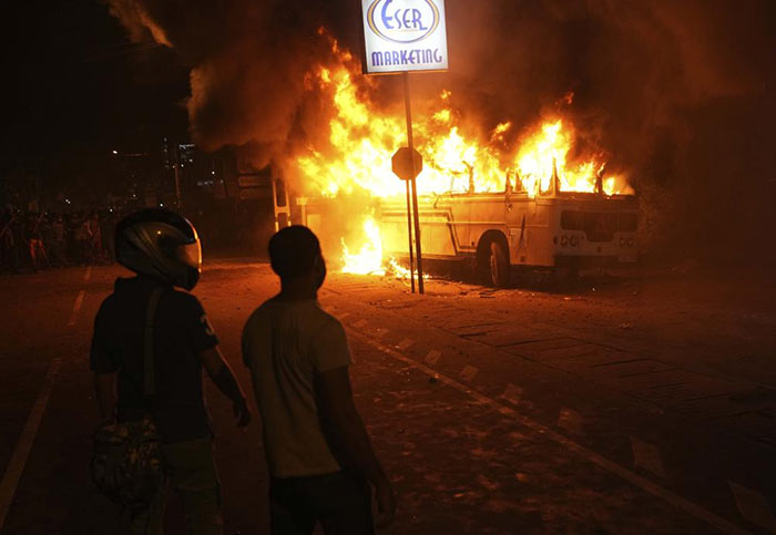 Sri Lankan people protest near President Gotabaya Rajapaksa's Mirihana Residence in Sri Lanka