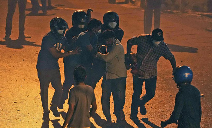 Sri Lankan people protest near President Gotabaya Rajapaksa's Mirihana Residence in Sri Lanka