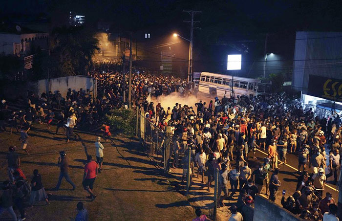 Sri Lankan people protest near President Gotabaya Rajapaksa's Mirihana Residence in Sri Lanka