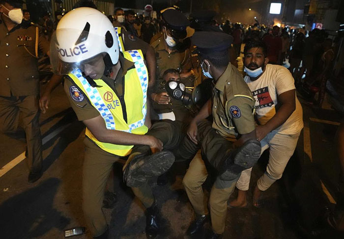 Sri Lankan people protest near President Gotabaya Rajapaksa's Mirihana Residence in Sri Lanka