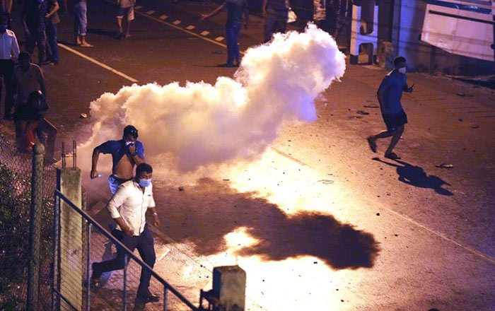 Sri Lankan people protest near President Gotabaya Rajapaksa's Mirihana Residence in Sri Lanka