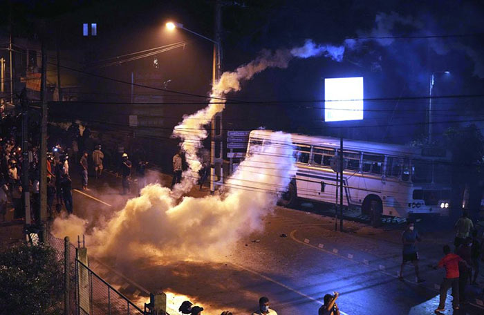 Sri Lankan people protest near President Gotabaya Rajapaksa's Mirihana Residence in Sri Lanka