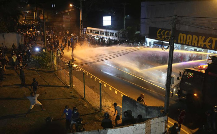 Sri Lankan people protest near President Gotabaya Rajapaksa's Mirihana Residence in Sri Lanka