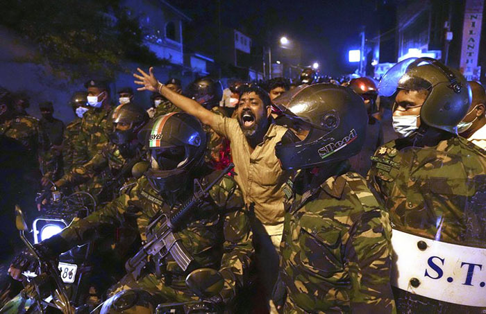 Sri Lankan people protest near President Gotabaya Rajapaksa's Mirihana Residence in Sri Lanka