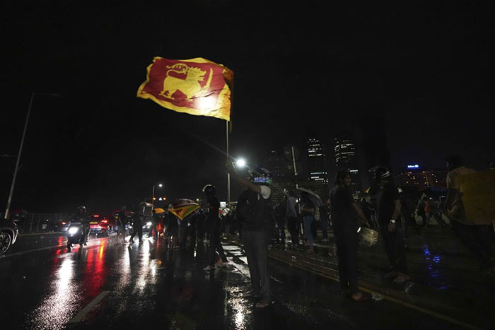 Sri Lankans shout anti Government slogans in Colombo Sri Lanka