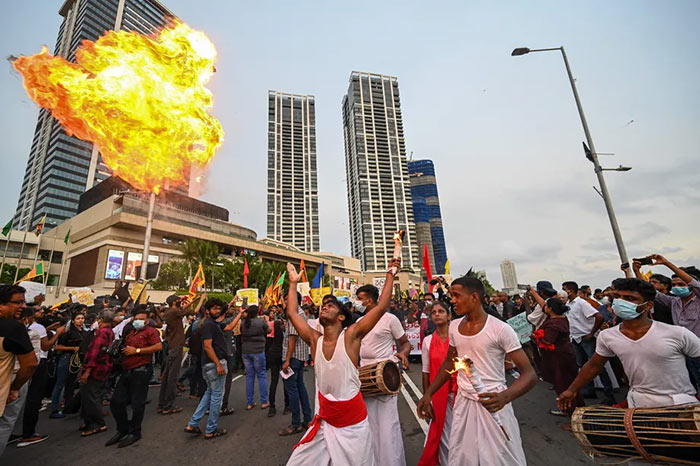 Anti Government demonstration near the President's office in Colombo, Sri Lanka