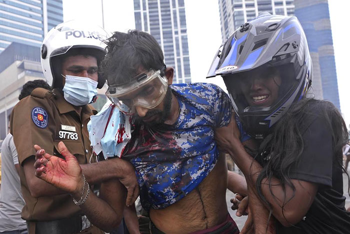 Clash at Galle Face Colombo, Sri Lanka