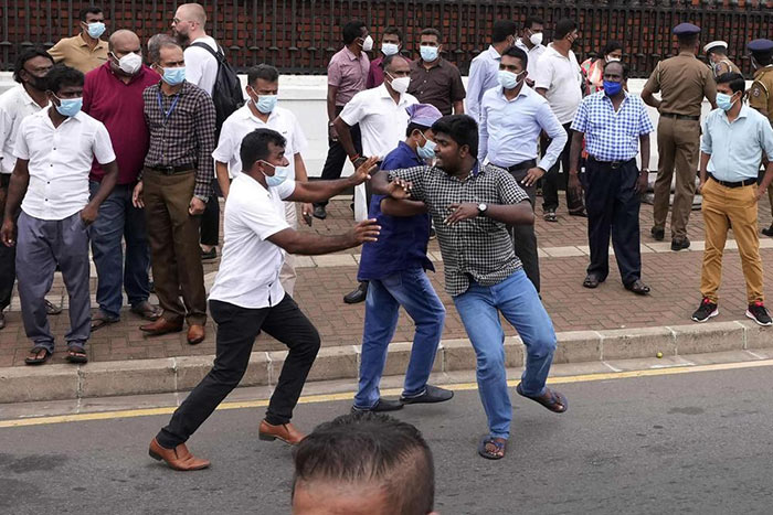 Clash at Galle Face Colombo, Sri Lanka